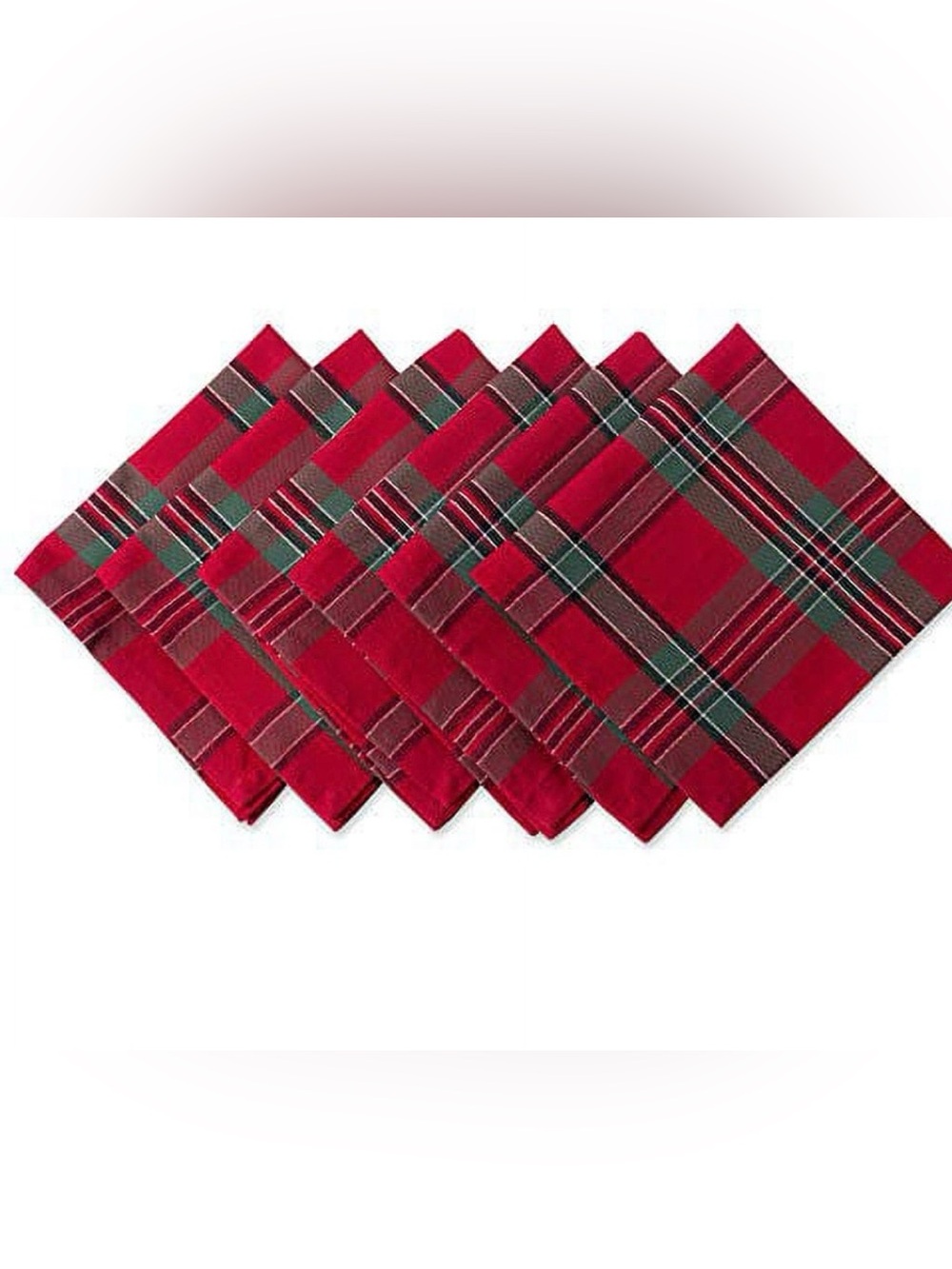 Red Plaid Cloth Napkin Set - Holiday Tartan Pattern